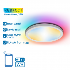 LED Stropné svietidlo, 22W, 1900lm, 295mm , RGB+CCT, SMART