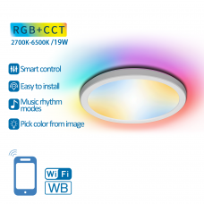 LED Stropné svietidlo, 19W, 1600lm, 238mm , RGB+CCT, SMART
