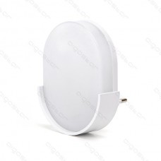 Nočné svietidlo do zásuvky EU 1W/40lm Studená biela so senzorom stmievania oval
